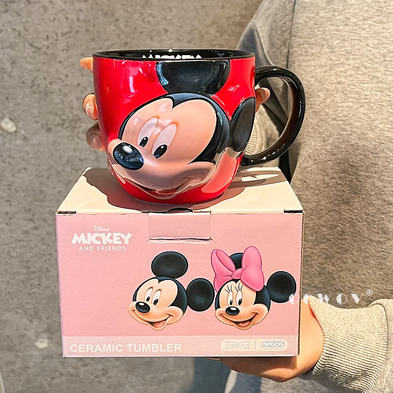 

Hot Sale New Mickey Minnie Mouse Embossed Mug Large Ceramic Coffee Cup Cute 3D Design Office Home Birthday Gift for Disney Fans