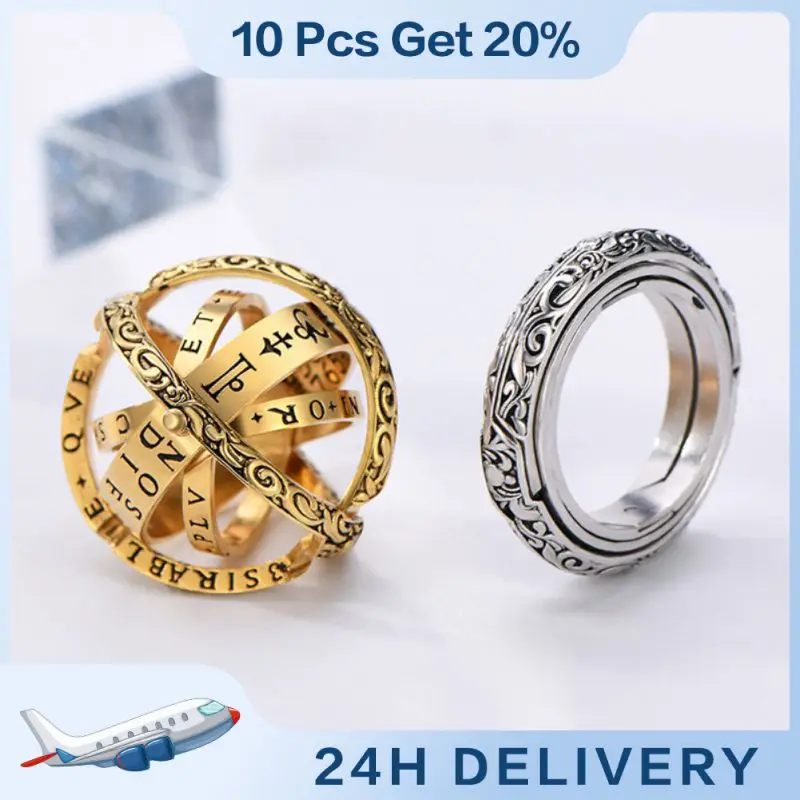 Anneau de boule d'astro en cuivre pour couple, anneau de luxe créatif, flip, déformation, tiques