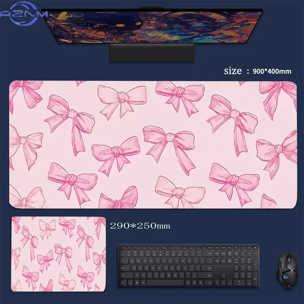Extra large pink gaming mouse pad Art design non-slip rubber foundation 40x90 precision stitching edge  mat for gamers office