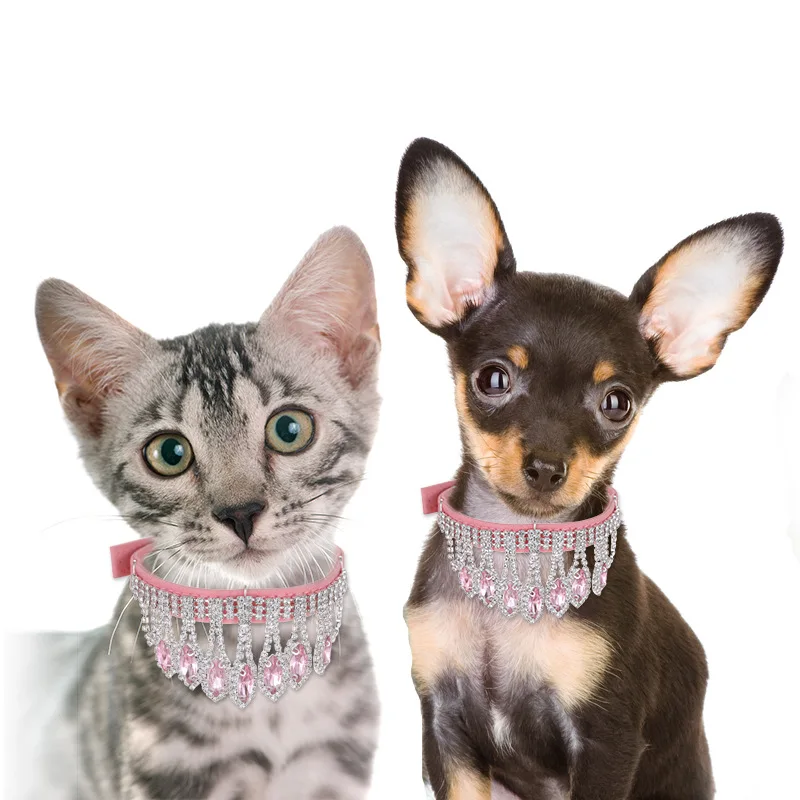 Fashion Pet Collar Luxurious Diamond Necklace Pet Accessories for Small Puppy Cats Jeweled Pet Products Supplier