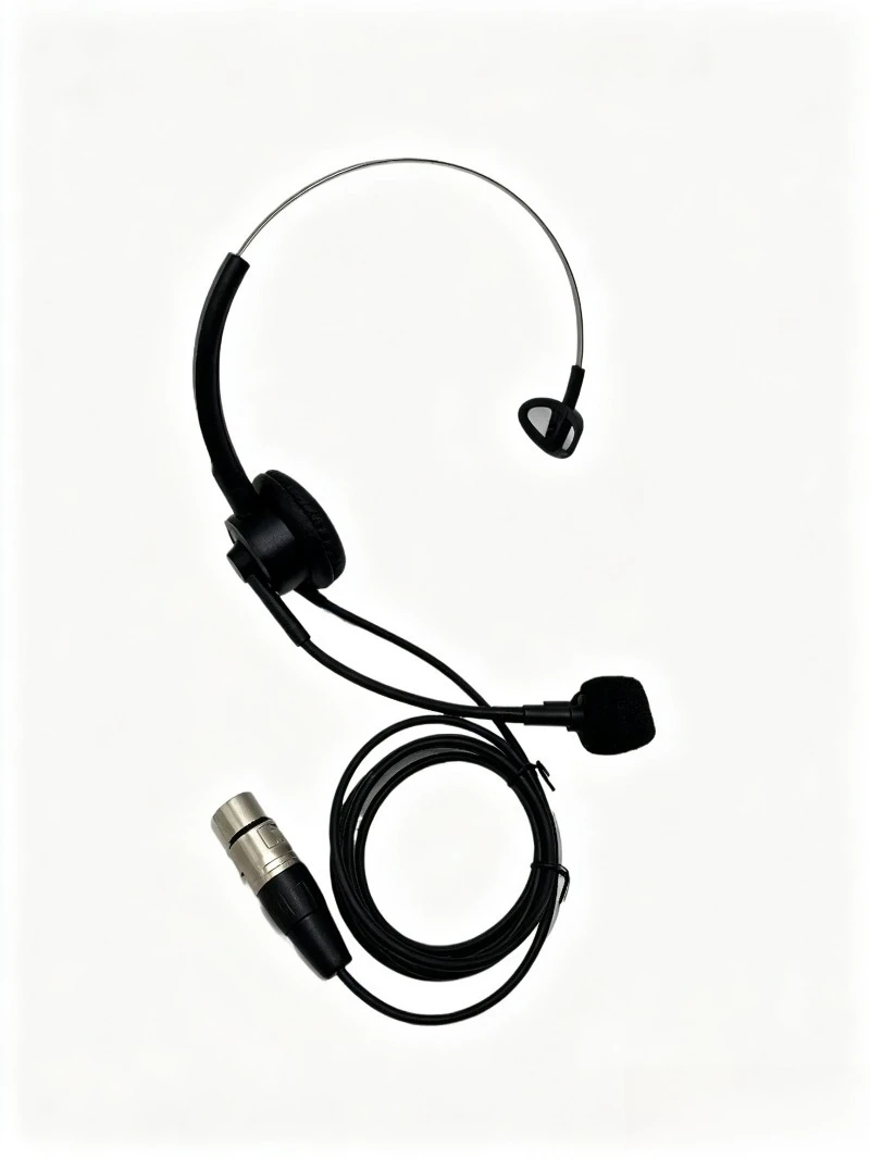 Simple Unilateral Head-mounted Intercom Headset with Moving Coil Noise-canceling Microphone, Non-pinching Four-core Large Xlr
