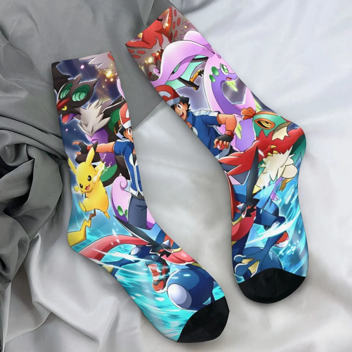 Men's Socks Pokemon MINISO Stockings Autumn Novelty Quality Socks Printed Skateboard Non Slip Socks