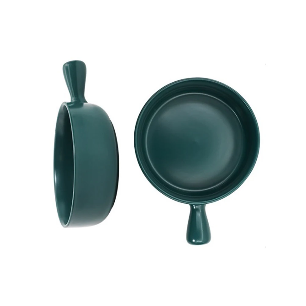 

Ceramic Salad Bowl Green Exquisite Workmanship Insulated Handle Home Kitchen Cooking Pot Small Milk Sauce Pan Noodle Breakfast