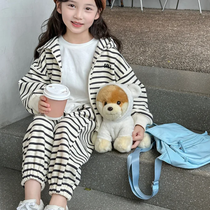 

Girls Suits 2024 Autumn New Childrens Clothes Girls Baby Loose Western Style Large Child Stripe Two-piece Set Casual Simple