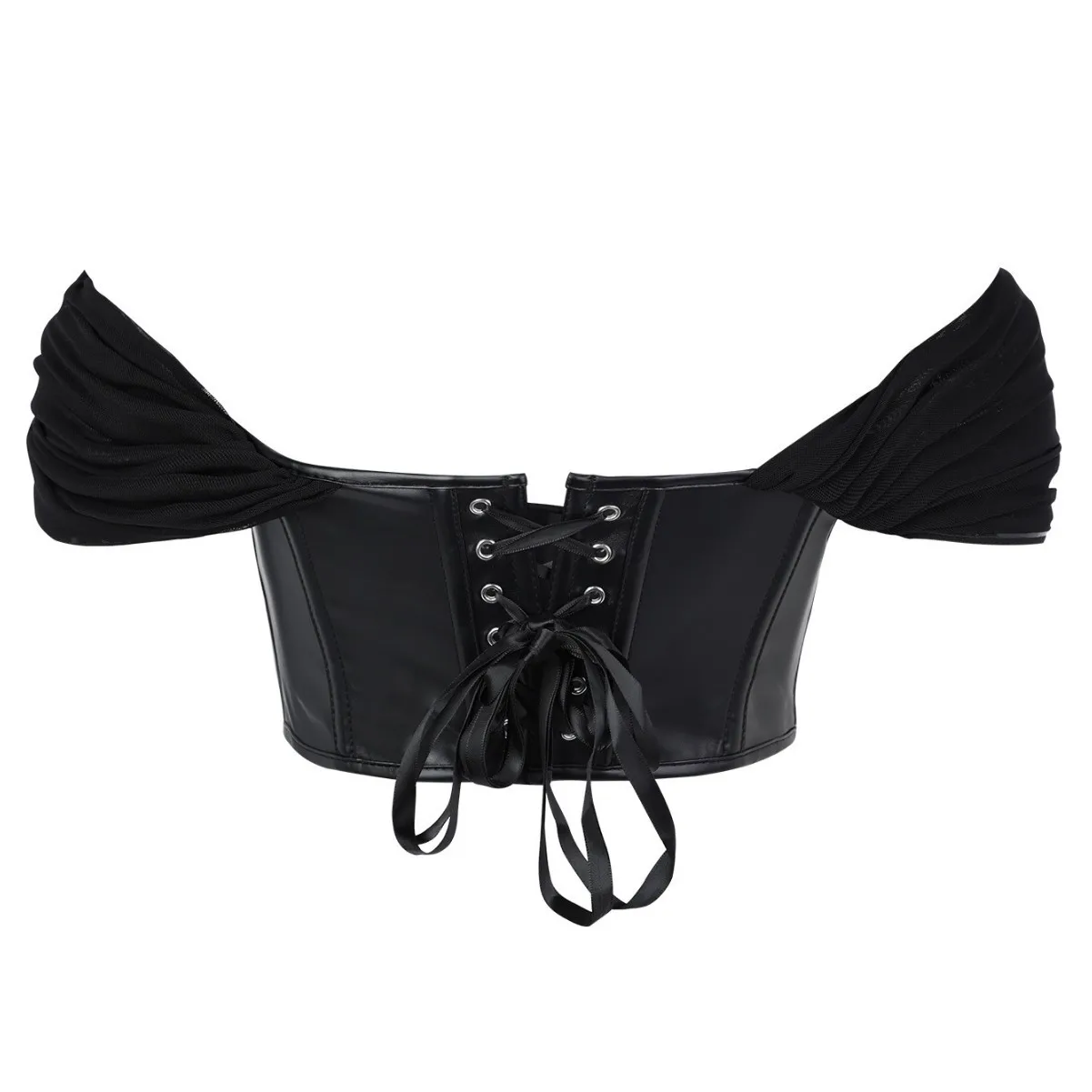 2025 خياطة شبكية جديدة مثيرة بكتف واحد من الداخل والخارج من الجلد TEMU #3