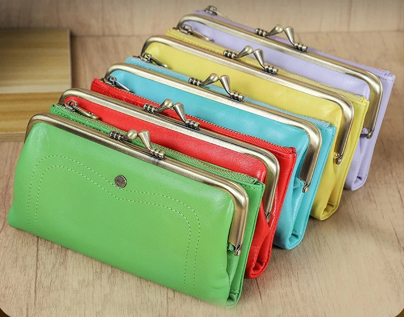 

Железный шарнир Женский кошелек RFID-щетка для защиты от кражи Многофункциональный ручной кошелек из натуральной кожи большой емкости