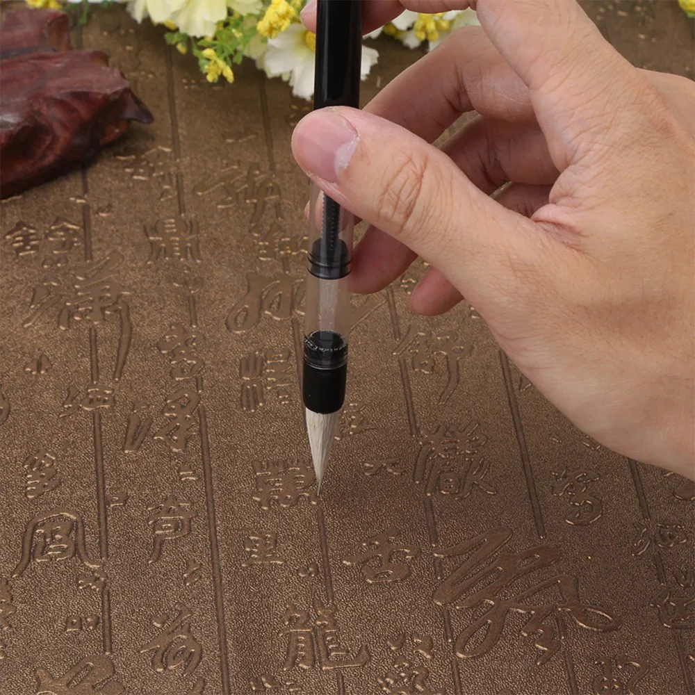 

6Pcs Piston Fill Design Water Brush Pen White /Brown Brush Beginner Friendly Chinese Brush Pen Refillable Nylon