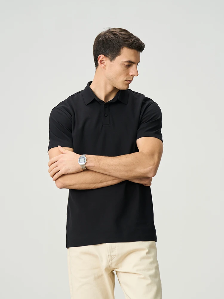 

SIMWOOD 2025 Summer New Regular Fit 230gsm Cool Feeling Sorona Pique Fabric Polo Shirts Men Smart Casual T-shirts Tops