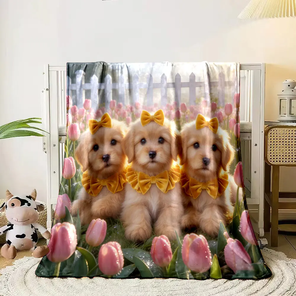 1PC Cute Animals and Flowers Printed Blanket Soft and Warm Home Travel Blanket Adult and Child Blanket Luxury Gifts