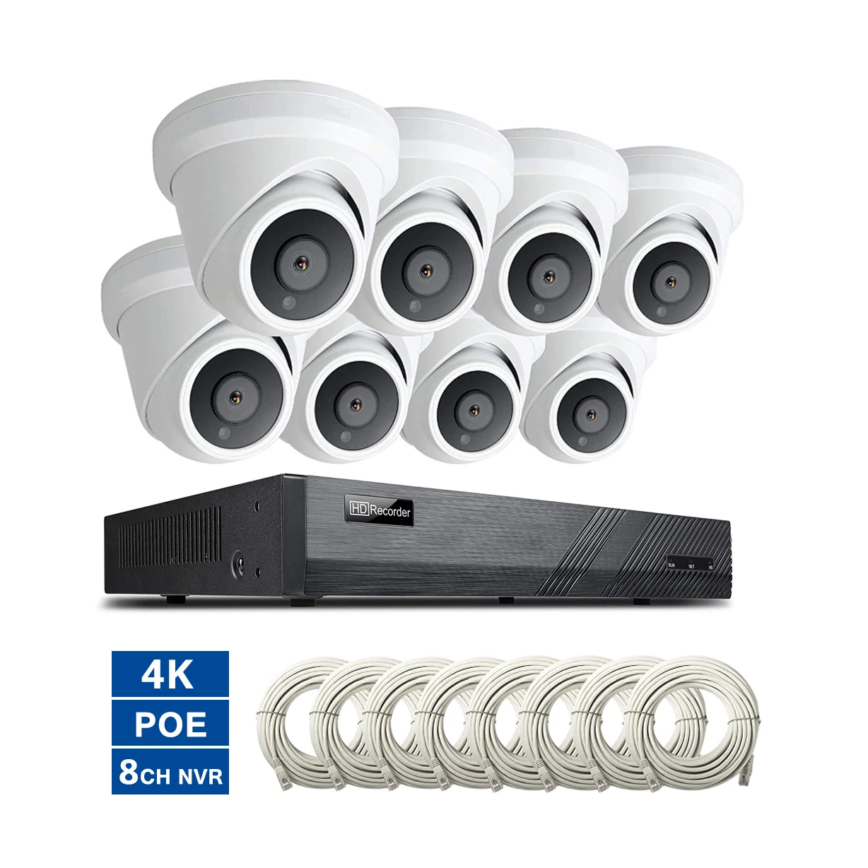 

8MP 8ch h.265 poe ip security camera system turret dome cameras 4k cctv surveillance 30m ir smart human & vehicle detection