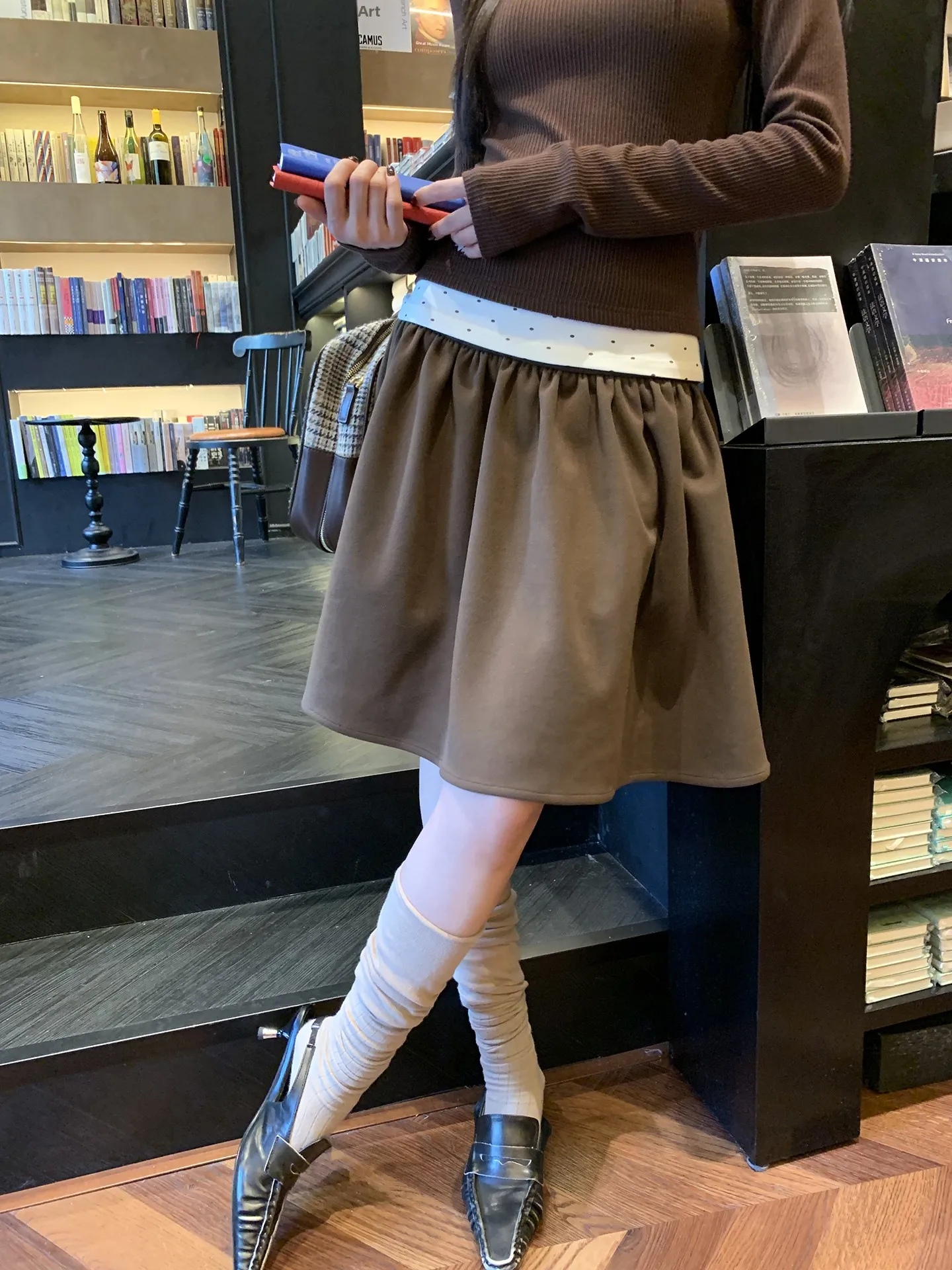 

Red Celebri A-Line Skirt Women's Autumn Winter New Coffee Color Skirt Beautiful ort Skirt Low Waist Polyester Cotton...