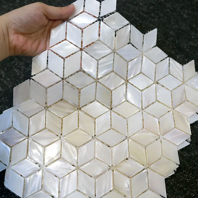 

4 шт., мозаичная плитка из ракушек, натуральная белая перламутровая плитка для ванной