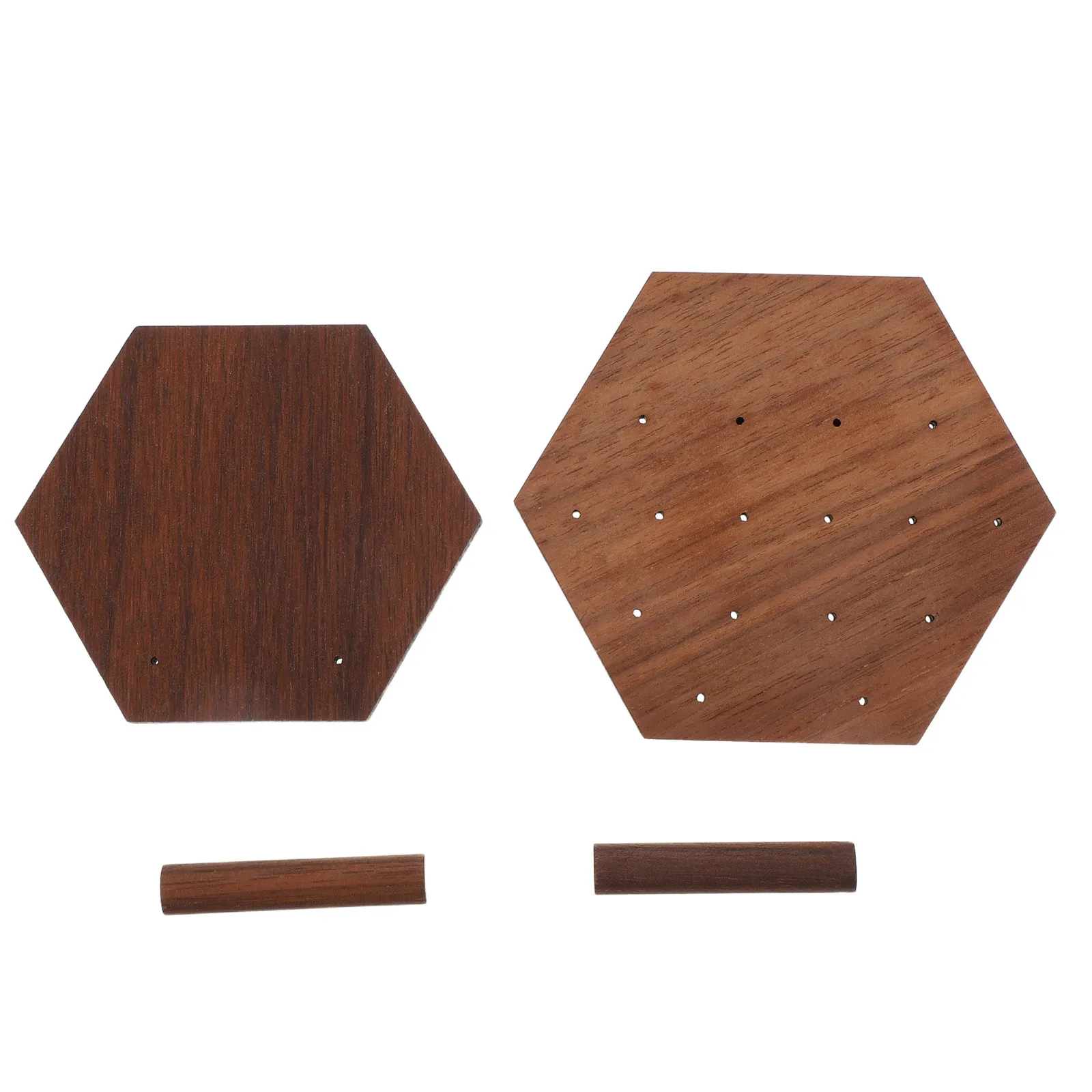 2Pcs Wooden Earring Display Rack Hexagonal Natural Wood Grain Jewelry Organizer Stand Multi-Hole Small Stud Dangle Earrings