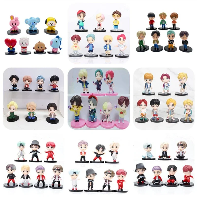 7pcs/Set Bangtan Boys Groups Rm Jin Suga Jhope Jimin V Jungkook Doll Model Toy Action Figure Star Idol Cute Army Gift For Kids