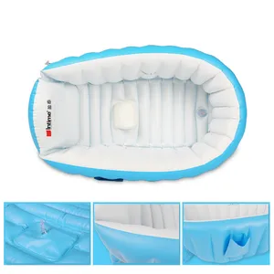 حوض استحمام قابل للنفخ محمول للأطفال مضخة هواء يدوية ساخنة وباردة قابلة للطي أحواض استحمام محمولة باللونين الوردي والأزرق للأطفال 98X65X28cm أعلى 8 مبيعات حوض استحمام ساخن قابل للطي - رقم 6