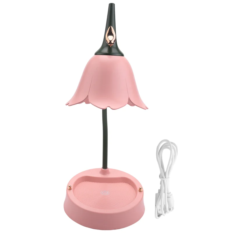 【Must-Haves】2X Flower LED Desk Lamp Student Bedroom Lighting Contact Reading Eye Protection USB Flower Lampshade Table Light, Pi