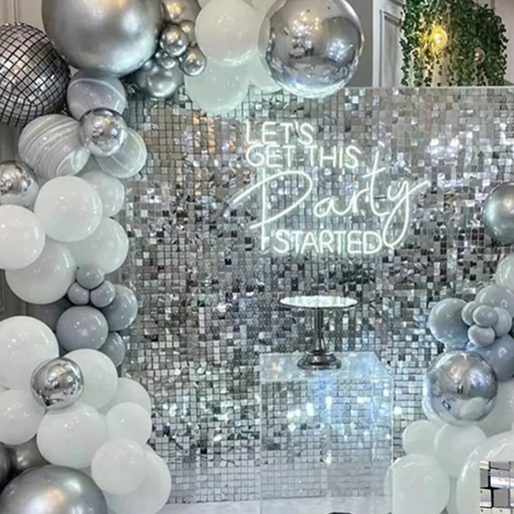 Party Decoration Balloon Rain Curtain 2M X 1M Silver Bright Color Fashion Accessory For Wedding Anniversary Grant Event