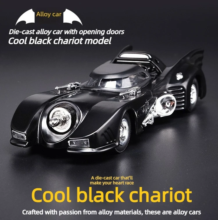 

1:32 Classical Bat Classic Car, Sound and Light Pull Back Gift Car Ornament Diecast Alloy Car Model Collectible