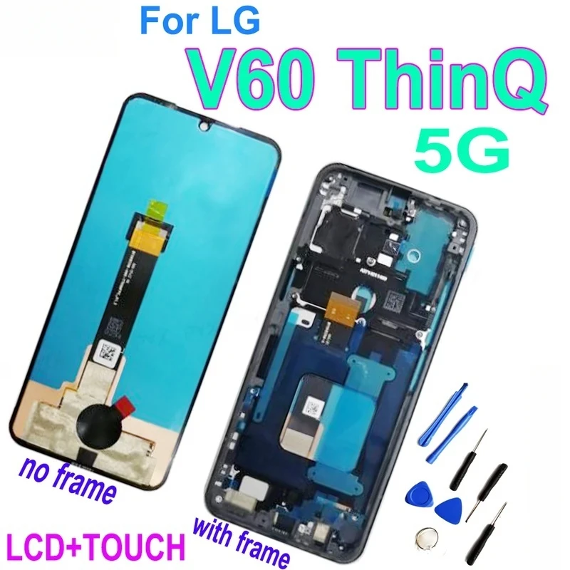 

AMOLED For LG V60 ThinQ 5G LCD Display Touch Screen Digitizer Assembly with Frame LM-V600 LCD Replacement Parts