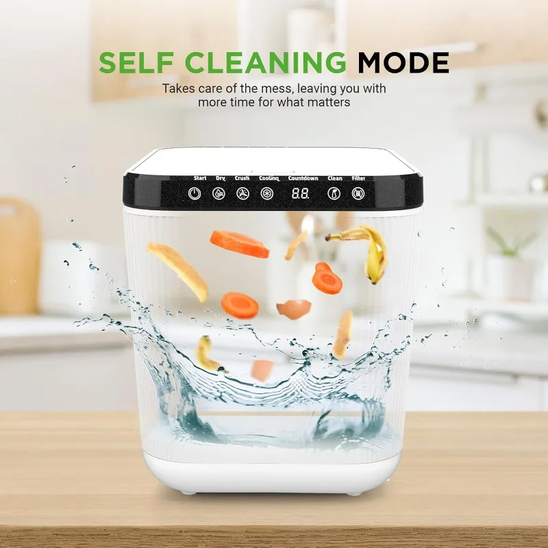 Compostor de cocina eléctrico Nutrichef 3L: material orgánico y restos de alimentos de Compost |   Contenedor de abono automático para encimera, blanco