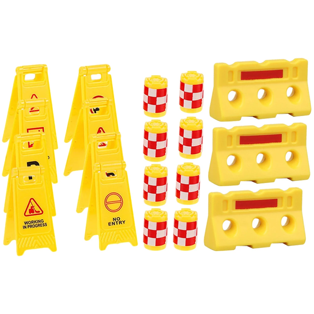 

1 Set Miniature Cones Roadblock Signs For Kids Traffic Play Set Plastic Roadway Barricades Simulation Street