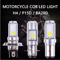 H4/P15D/BA20D 36W LED 2COB motorcycle headlight bulb 1400LM 6000K Hi/LO beam light