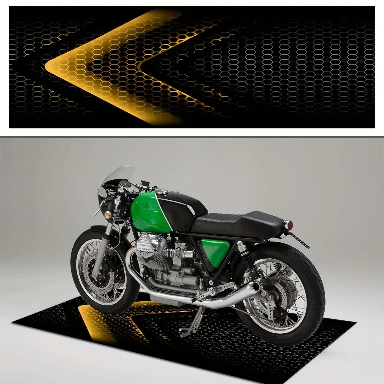 VIKAMA Premium Flannel Motorcycle Carpet, Motorcycle Floor Mat, Parking Mat, Oil-Proof, Anti-Slip, Stain-Proof, Home Decoration