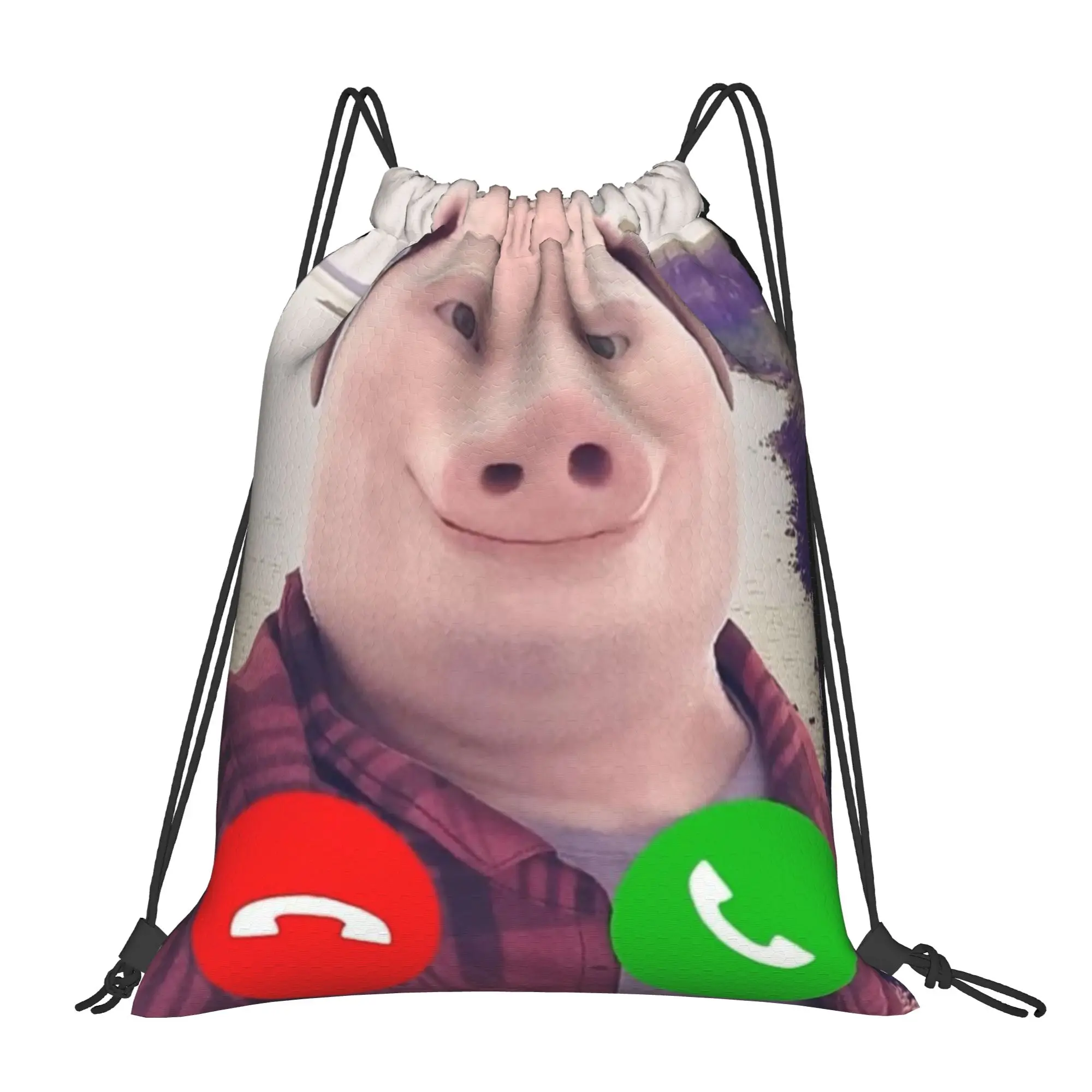 john pork is calling 8 John Pork Portable Travel Drawstring Backpack Riding Backpack Gym Clothes Drawstring Bags