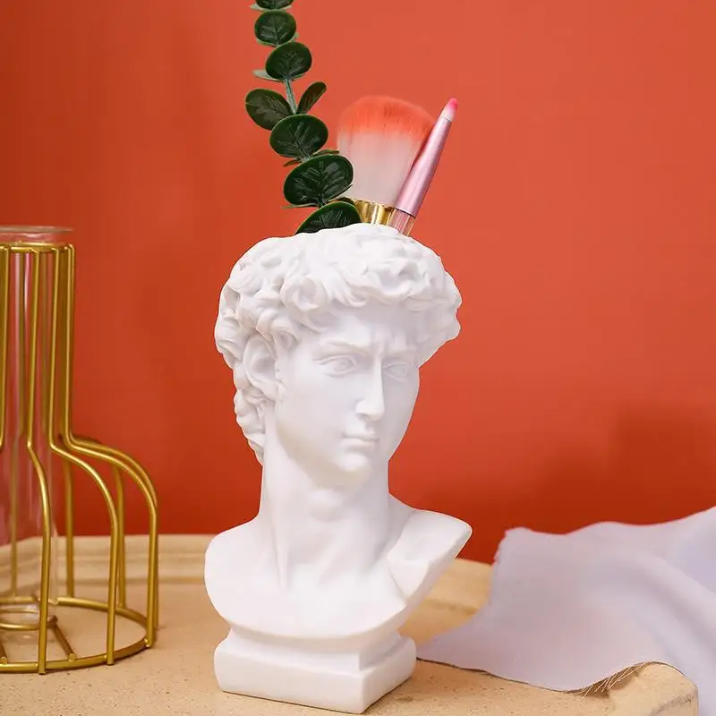 Epoxy Resin Silicone Mold David Head Vase Silicone Molds Pot Gypsum Mold Pen Holder Flowerpot Vase Potted Clay Moulds