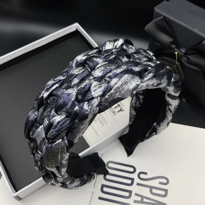 

High quality silver black hairpin hair band women's high skull top westernized headdress wide edge hair washing Headband