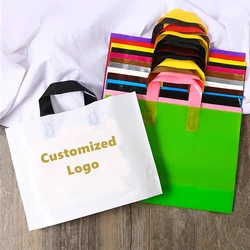 100pcs Custom Logo Colorful Shopping Bags With Handle Plastic Gift Bag Print One Color Logo On One-sided Free Design Print
