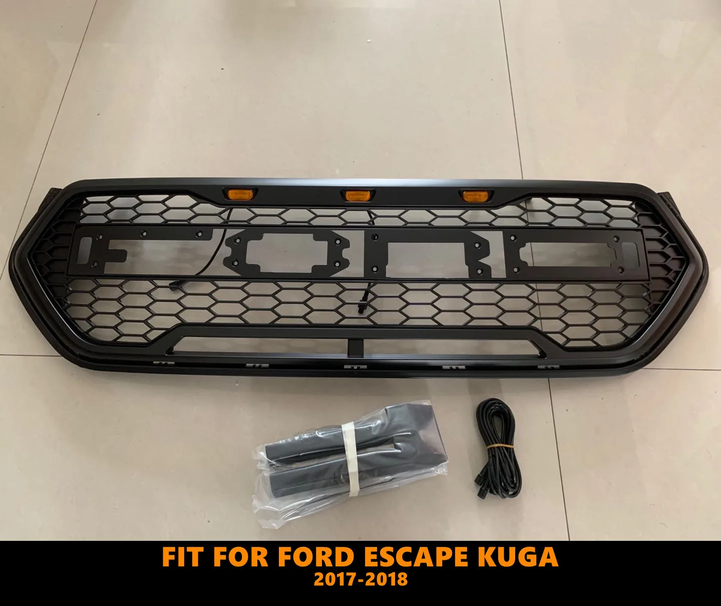 Good Quality ABS Front Middle Grill Racing Grills With LED Lights Fit For Ford Escape Kuga 2017-2018