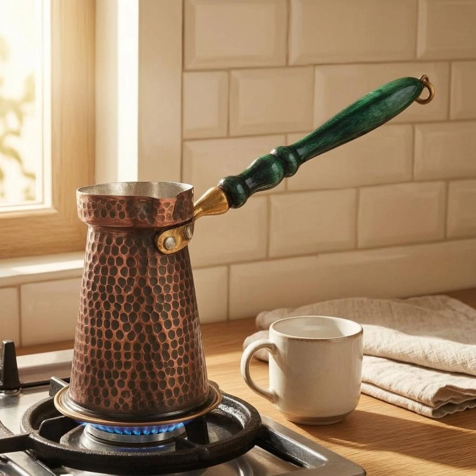 Copper Cezve Oxidized Finish Handmade Copper Coffee Pot Turkish Coffee Pot Stovetop Use Ibrik Traditional Design view 5