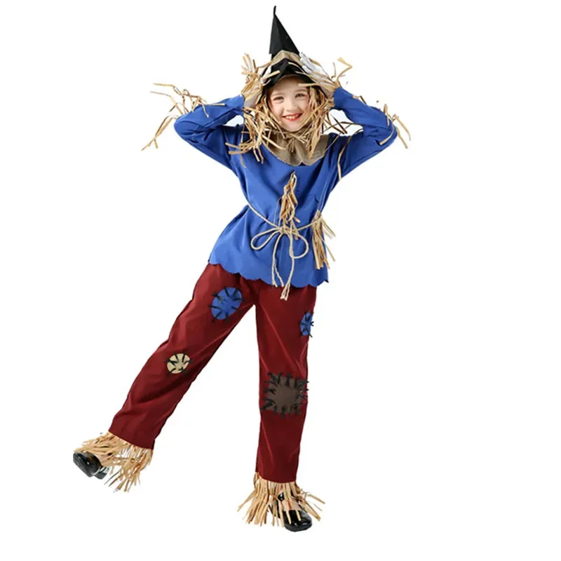 Halloween Purim Mago Spaventapasseri di Oz Ragazzi Ragazze Costume Kid Bambino Festa di compleanno Spaventapasseri Vestito operato da cosplay