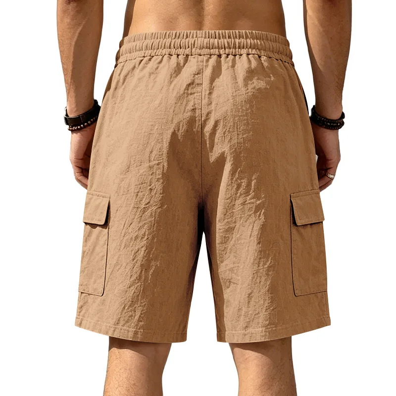 Amerikanische Multi-Pocket-Overalls für Herren, Outdoor-Sport und Freizeit, lockere, einfarbige Leinen-Overalls, Fünf-Punkt-Shorts – Detail 39
