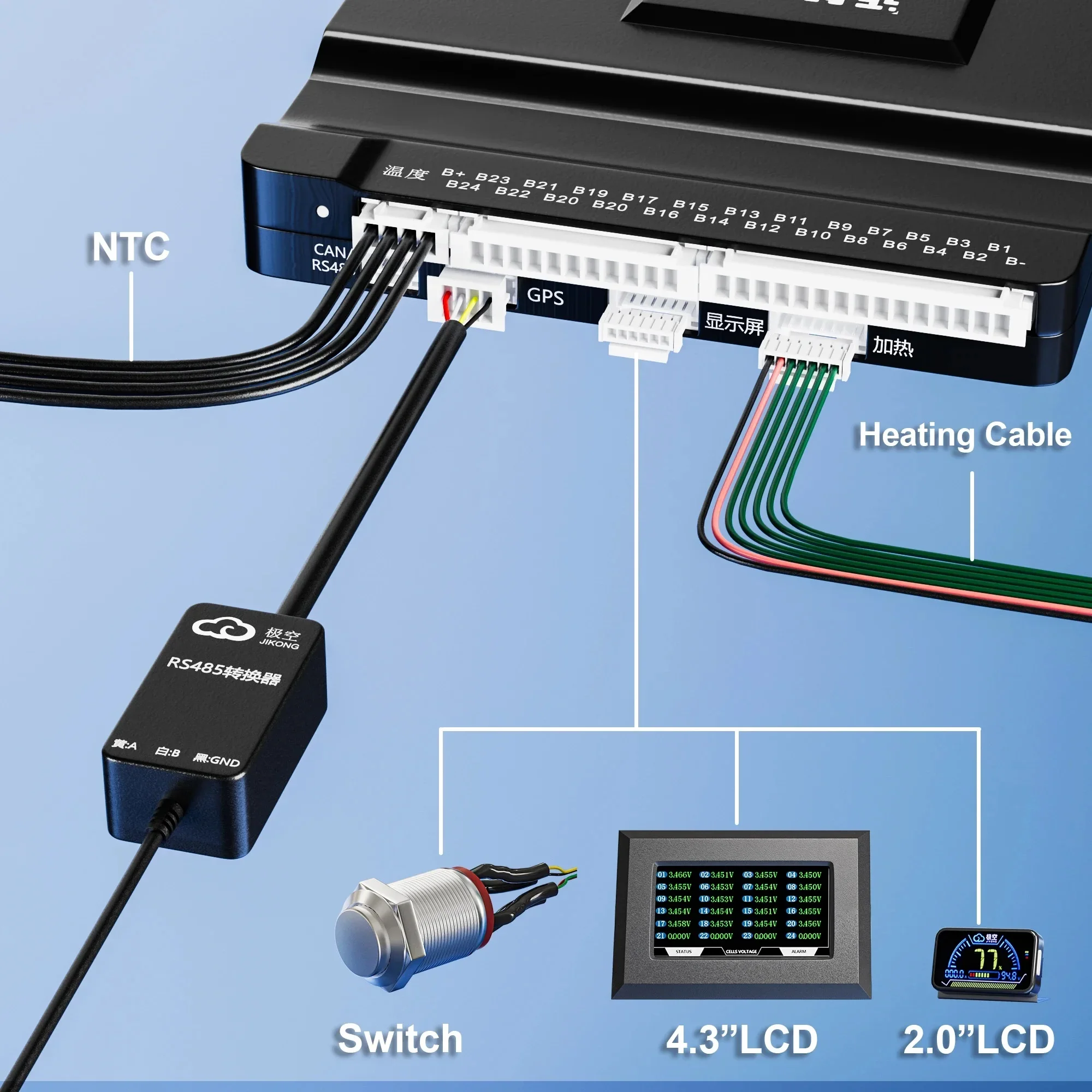 JIKONG Bms aktywna równowaga Smart 4 8S 12S 13S 14S 16S 17S 20S 24S 40A 60A 80A 100A 150A 200A li-ion Lto bateria Smart lifepo4 16s