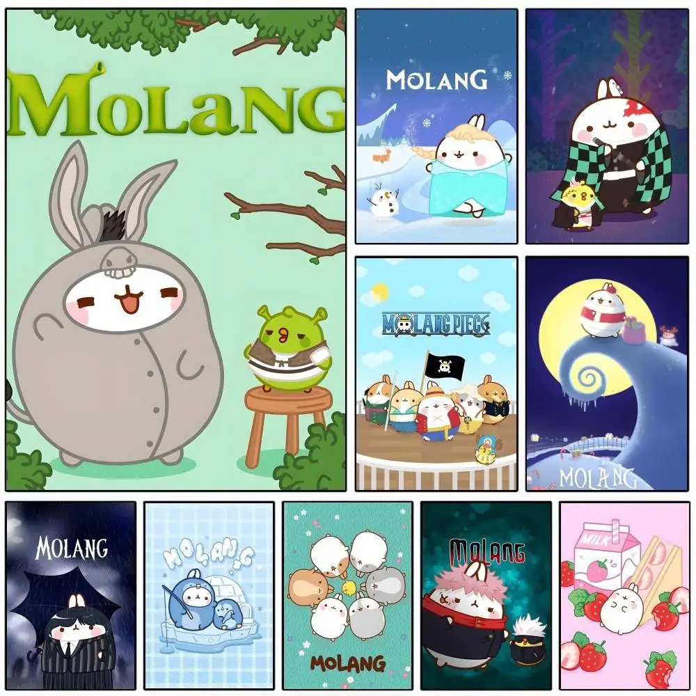 Cartoon Cute M-MolangS Anime-Poster, HD-Druck, Vintage-Wandkunst, Dekoration für Zuhause, Arbeitszimmer