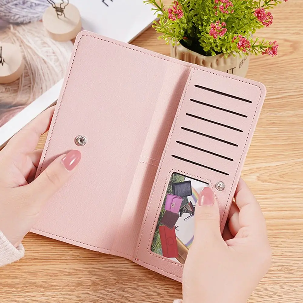 

Bus Card Case Rectangle Money Bag PU Leather Multi Card Position Women Money Bag Korean Card Holder Coin Purse Purse Wallets