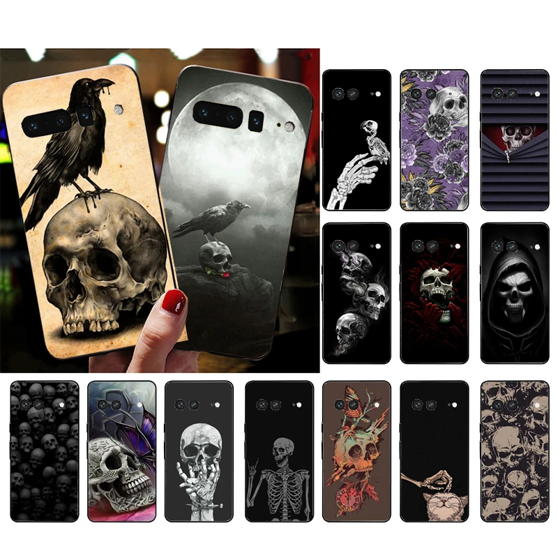 

Phone Case For Google Pixel 10 9 Pro XL 9A 8 7 6 Pro Pixel 8A 7A 6A Pixel 8 7 6 5 Skull Skeleton
