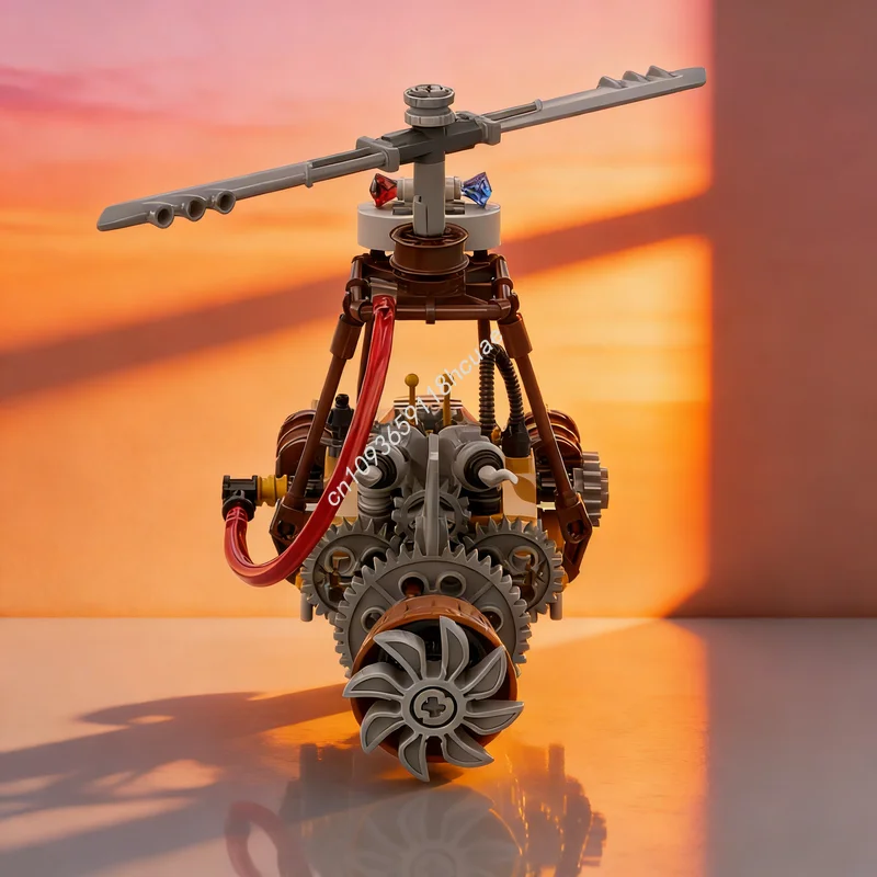 154pcs MOC Steampunk Police Copter City Model Building Blocks Construction DIY Creative Idea Toys Christmas Gifts Education
