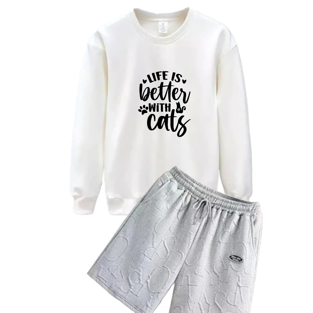 

2025 Men Spring And Autumn Daily Casual The puppy is scratching the English print Set Soft Fabric Relaxed Fit Stylish Outfit set