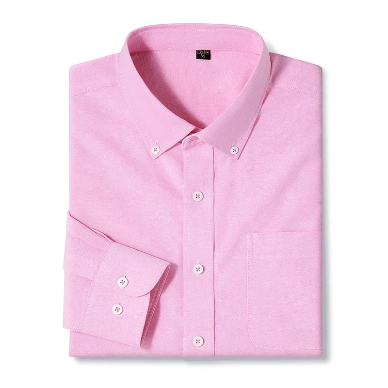 

BROWON Brand Spring Autumn Man Dress Shirts 100% Cotton Solid Oxford Shirts Men Long Sleeve Turn Down Collar Shirt for Man
