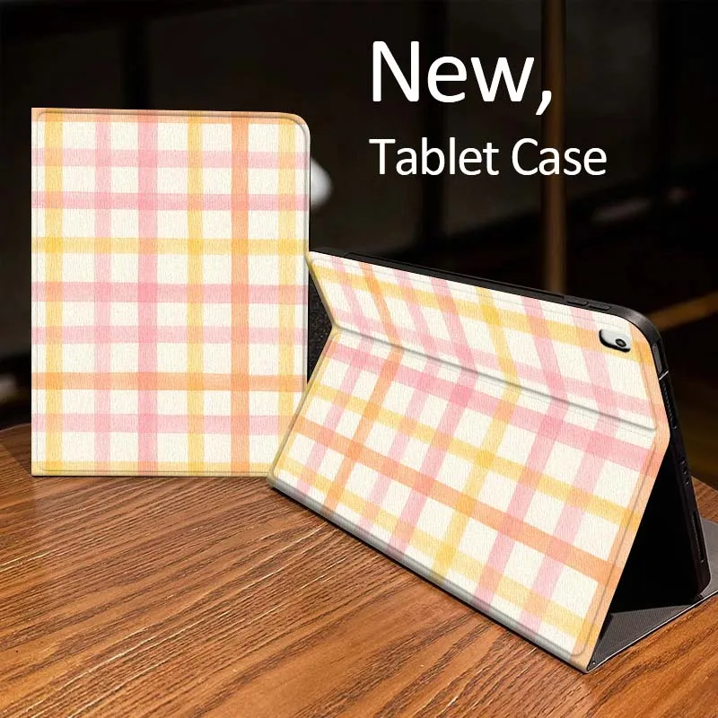 

Чехол с розово-желтым сетчатым узором для iPad Pro mini Air 1 2 4 3 5 6 7 8-го, 9-го, 10-го, 11-го поколений, M2, M3, M4, 6-го, 7-го, 10-го, 11-го поколений, 2025 года, для планшетов