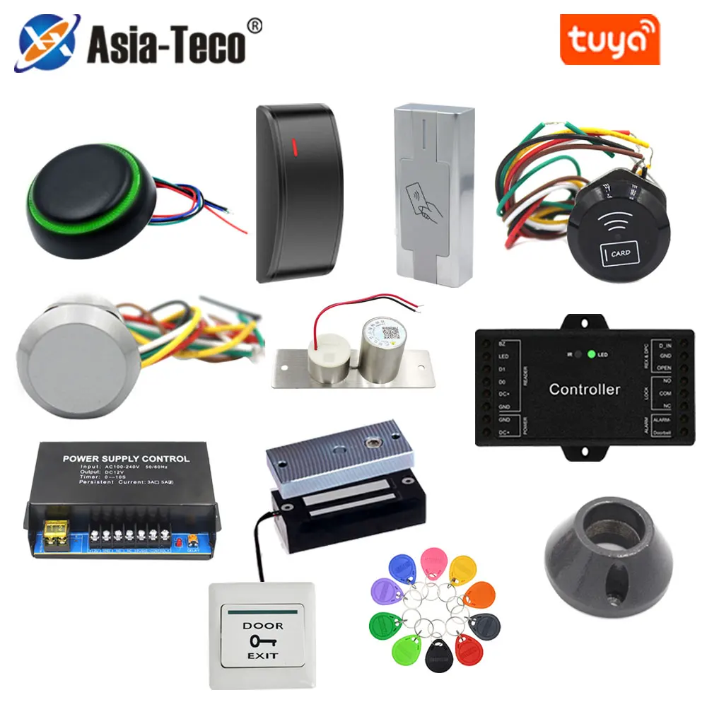 Tuya Smart App 4G 5G WiFi Automatische Türschloss Kits Elektrische Tor Opener Wiegand Controller Board + Karte reader + Einsteckschloss Sets