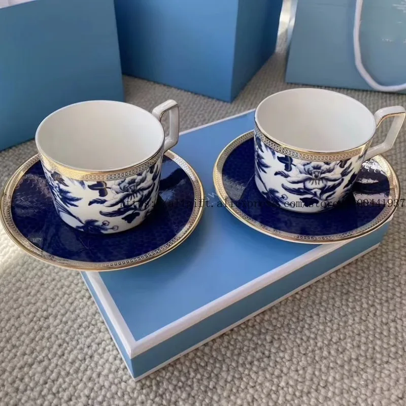 

European Bone China Coffee Cup Hibiscus Flower Series Home Light Luxury Water Cup Set
