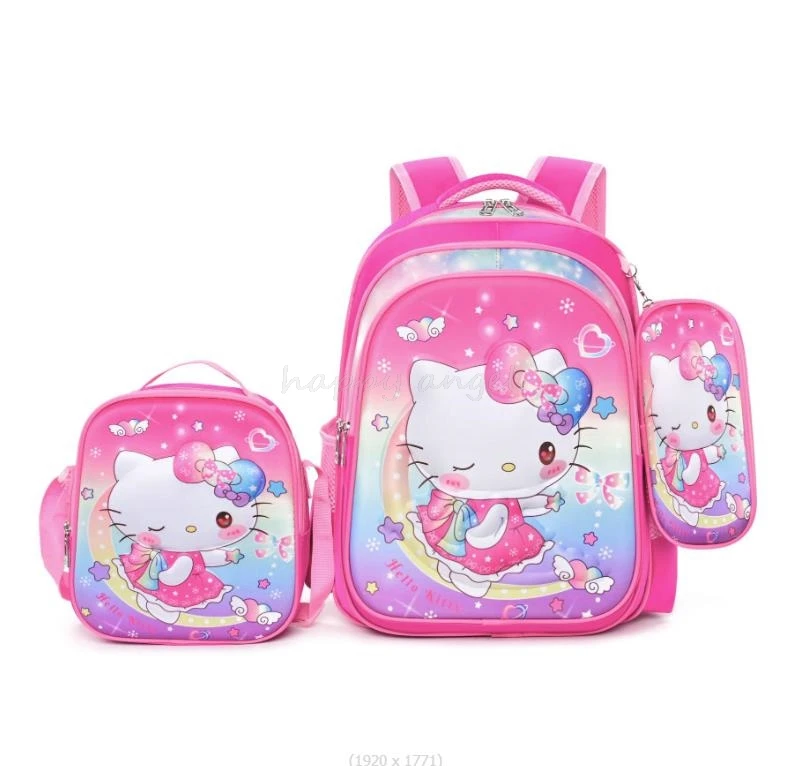 3Pcs Cartoon Melody Kuromi School Bags Capacity Lovely Lightweight Backpack For Girls Boys Birthday Gift Mochilas With Lunch Bag