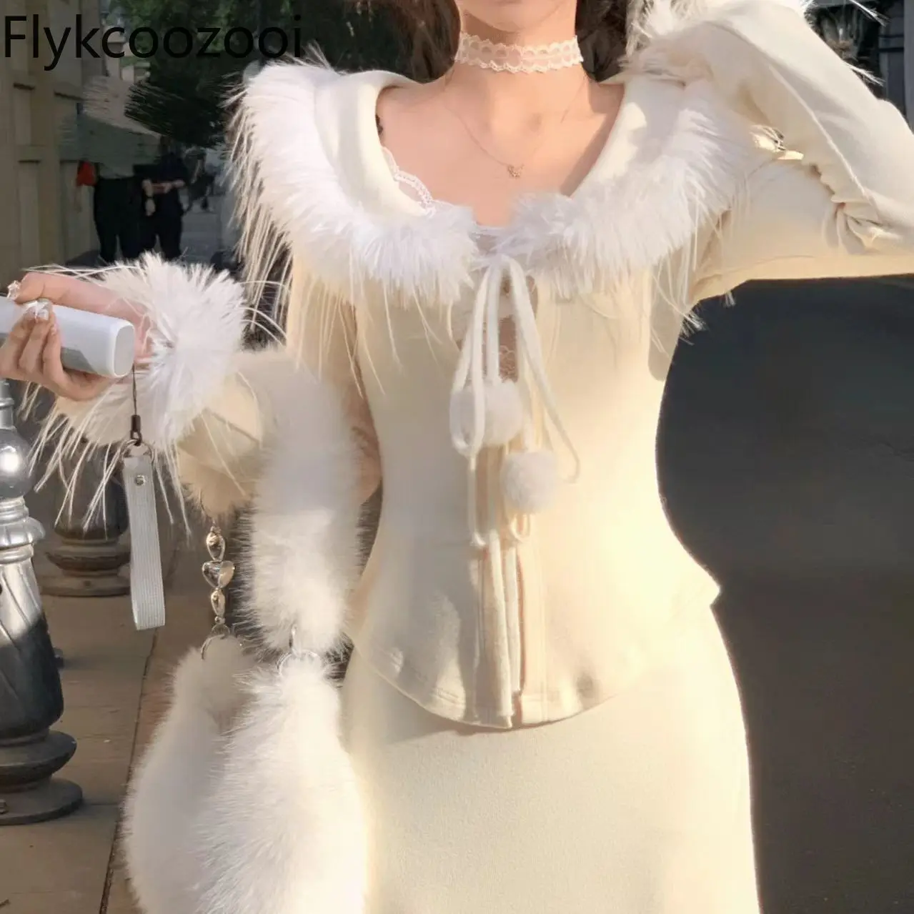 

New Autumn and Winter Temperament Gentle and Slimming Long-sleeved Tops and Skirts High-end Two-piece Set Conjunto Feminino