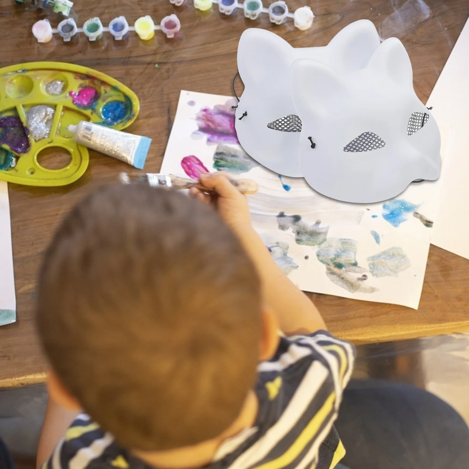 3 قطع من قناع وجه القطة غير المكتمل DIY فارغ من مادة PVC خفيف الوزن وقابل للطلاء، لوازم تنكرية لحفلات الهالوين والحفلات الراقصة