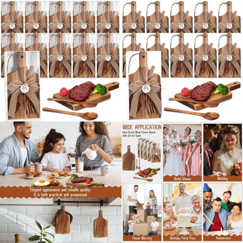 

Acacia Wood Cheese Boards Set with Serving Utensils and Gift Tags for Bridal Shower, Baby Shower, or Wedding Gifts