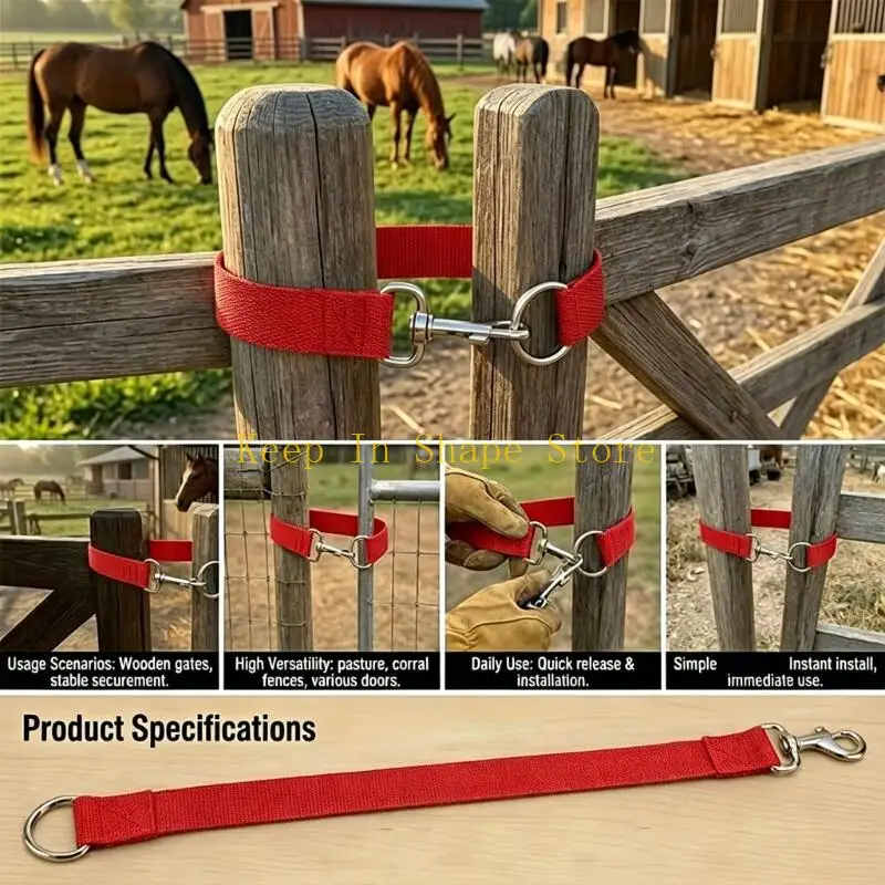 U1JC Horse Stall Access Strap 5 Pack with 50 Hook and Loop for Barn Use